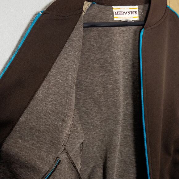 Mervyn’s Jacket Men’s Small Retro Vintage 90s Trackwear Brown Colorblock Zip Up - Picture 7 of 12